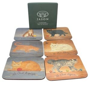 Vintage 80's Jason New Zealand Stray Cat Coasters New Set of 6